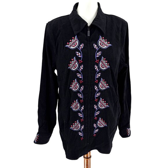Bob Mackie Wearable Art Embroidered Black Jacket M - Picture 1 of 11